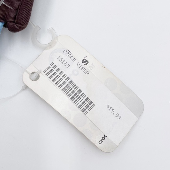 Vintage Y2K Crocs Visor Hat Brown and Blue Elastic Strap Crocodile Logo NWT - Picture 7 of 8